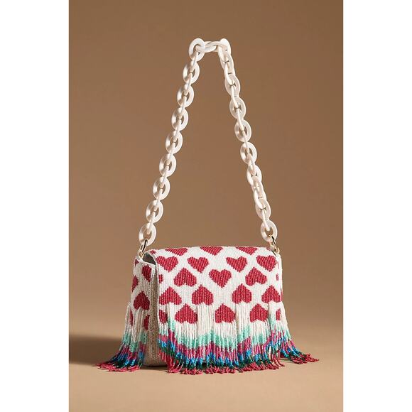 Anthropologie Handbags - nwt by ANTHROPOLOGIE Beaded Heart Shoulder bag purse